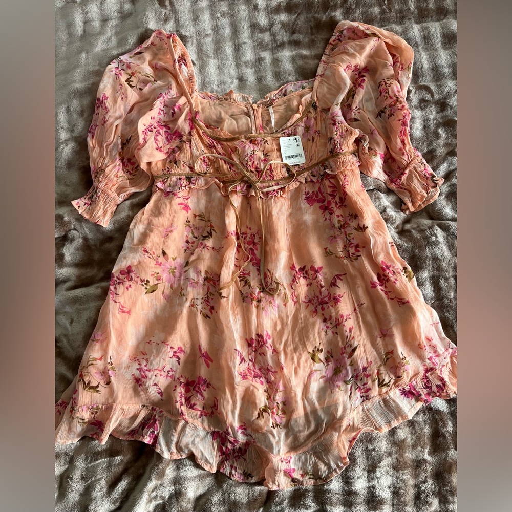 Free People Floral Peach Dress
